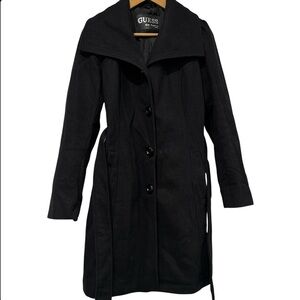 Women’s Black Wool-blend Belted Trench Coat Size Small